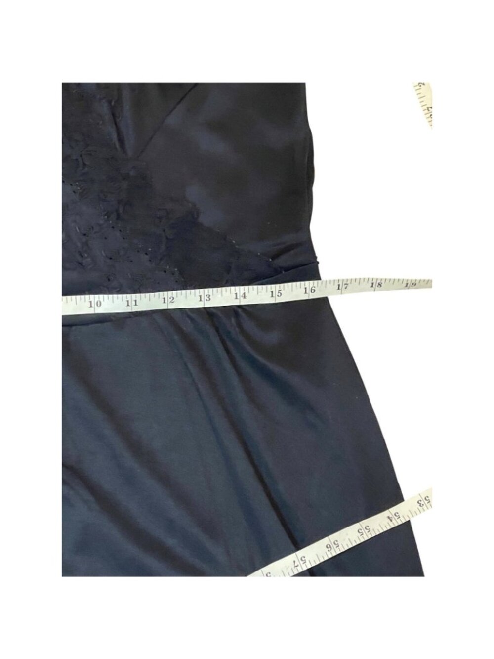 Vintage Private Treasures Black Lace Trim Slip Nightgown Size Medium 1970s - Picture 6 of 14